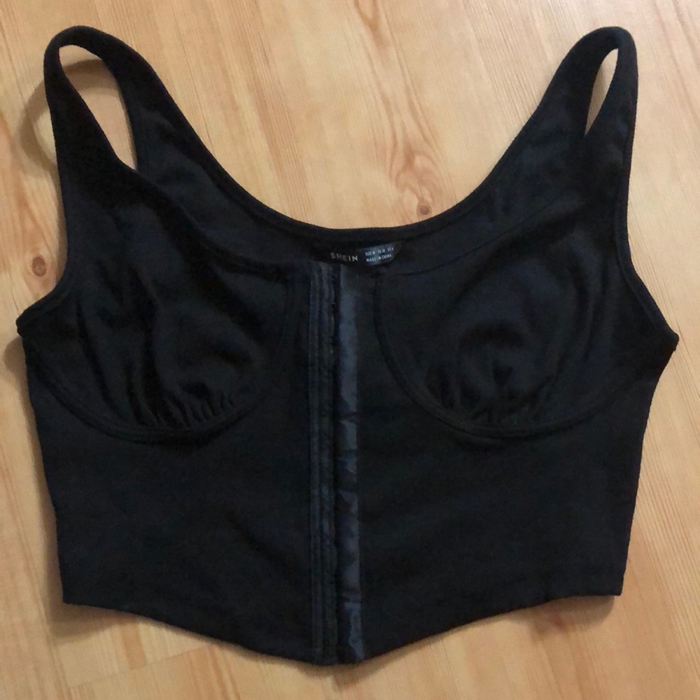 Black corset underwire crop top